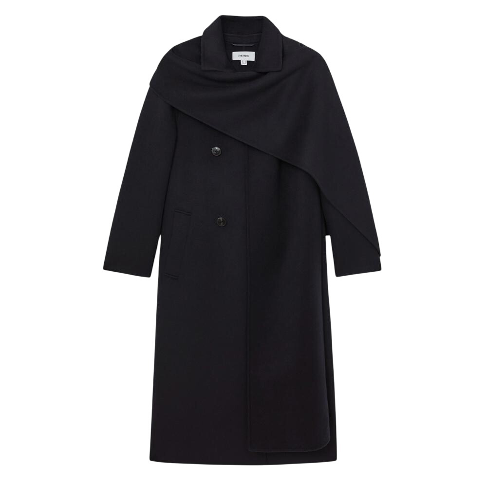 REISS Indira Wool-Blend Scarf Blindseam Coat